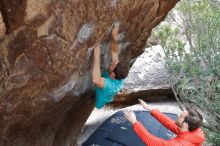 Bouldering in Hueco Tanks on 02/28/2020 with Blue Lizard Climbing and Yoga

Filename: SRM_20200228_1326110.jpg
Aperture: f/5.0
Shutter Speed: 1/250
Body: Canon EOS-1D Mark II
Lens: Canon EF 16-35mm f/2.8 L