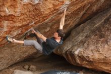 Bouldering in Hueco Tanks on 02/28/2020 with Blue Lizard Climbing and Yoga

Filename: SRM_20200228_1508000.jpg
Aperture: f/5.0
Shutter Speed: 1/250
Body: Canon EOS-1D Mark II
Lens: Canon EF 16-35mm f/2.8 L