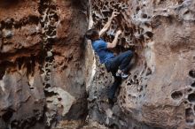 Bouldering in Hueco Tanks on 02/28/2020 with Blue Lizard Climbing and Yoga

Filename: SRM_20200228_1648140.jpg
Aperture: f/2.8
Shutter Speed: 1/160
Body: Canon EOS-1D Mark II
Lens: Canon EF 50mm f/1.8 II