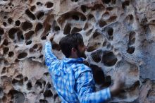 Bouldering in Hueco Tanks on 02/28/2020 with Blue Lizard Climbing and Yoga

Filename: SRM_20200228_1648280.jpg
Aperture: f/3.5
Shutter Speed: 1/100
Body: Canon EOS-1D Mark II
Lens: Canon EF 50mm f/1.8 II