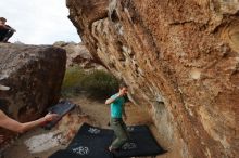 Bouldering in Hueco Tanks on 02/28/2020 with Blue Lizard Climbing and Yoga

Filename: SRM_20200228_1805120.jpg
Aperture: f/6.3
Shutter Speed: 1/250
Body: Canon EOS-1D Mark II
Lens: Canon EF 16-35mm f/2.8 L