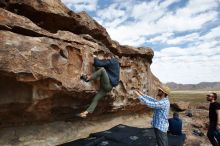 Bouldering in Hueco Tanks on 02/29/2020 with Blue Lizard Climbing and Yoga

Filename: SRM_20200229_1107570.jpg
Aperture: f/6.3
Shutter Speed: 1/250
Body: Canon EOS-1D Mark II
Lens: Canon EF 16-35mm f/2.8 L