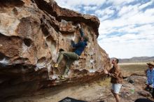 Bouldering in Hueco Tanks on 02/29/2020 with Blue Lizard Climbing and Yoga

Filename: SRM_20200229_1109480.jpg
Aperture: f/5.0
Shutter Speed: 1/400
Body: Canon EOS-1D Mark II
Lens: Canon EF 16-35mm f/2.8 L