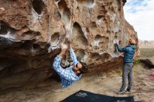 Bouldering in Hueco Tanks on 02/29/2020 with Blue Lizard Climbing and Yoga

Filename: SRM_20200229_1120450.jpg
Aperture: f/5.0
Shutter Speed: 1/320
Body: Canon EOS-1D Mark II
Lens: Canon EF 16-35mm f/2.8 L