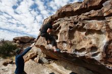 Bouldering in Hueco Tanks on 02/29/2020 with Blue Lizard Climbing and Yoga

Filename: SRM_20200229_1125290.jpg
Aperture: f/7.1
Shutter Speed: 1/320
Body: Canon EOS-1D Mark II
Lens: Canon EF 16-35mm f/2.8 L