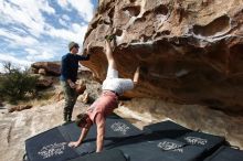 Bouldering in Hueco Tanks on 02/29/2020 with Blue Lizard Climbing and Yoga

Filename: SRM_20200229_1135050.jpg
Aperture: f/6.3
Shutter Speed: 1/320
Body: Canon EOS-1D Mark II
Lens: Canon EF 16-35mm f/2.8 L