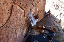 Bouldering in Hueco Tanks on 02/29/2020 with Blue Lizard Climbing and Yoga

Filename: SRM_20200229_1246290.jpg
Aperture: f/5.6
Shutter Speed: 1/320
Body: Canon EOS-1D Mark II
Lens: Canon EF 16-35mm f/2.8 L