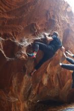 Bouldering in Hueco Tanks on 02/29/2020 with Blue Lizard Climbing and Yoga

Filename: SRM_20200229_1426380.jpg
Aperture: f/2.8
Shutter Speed: 1/250
Body: Canon EOS-1D Mark II
Lens: Canon EF 50mm f/1.8 II