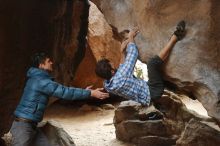 Bouldering in Hueco Tanks on 02/29/2020 with Blue Lizard Climbing and Yoga

Filename: SRM_20200229_1438580.jpg
Aperture: f/2.8
Shutter Speed: 1/250
Body: Canon EOS-1D Mark II
Lens: Canon EF 50mm f/1.8 II