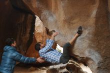 Bouldering in Hueco Tanks on 02/29/2020 with Blue Lizard Climbing and Yoga

Filename: SRM_20200229_1439000.jpg
Aperture: f/2.8
Shutter Speed: 1/250
Body: Canon EOS-1D Mark II
Lens: Canon EF 50mm f/1.8 II
