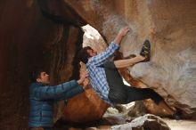 Bouldering in Hueco Tanks on 02/29/2020 with Blue Lizard Climbing and Yoga

Filename: SRM_20200229_1439090.jpg
Aperture: f/2.8
Shutter Speed: 1/250
Body: Canon EOS-1D Mark II
Lens: Canon EF 50mm f/1.8 II