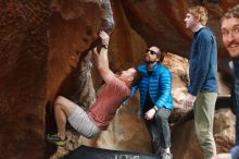 Bouldering in Hueco Tanks on 02/29/2020 with Blue Lizard Climbing and Yoga

Filename: SRM_20200229_1452350.jpg
Aperture: f/2.8
Shutter Speed: 1/250
Body: Canon EOS-1D Mark II
Lens: Canon EF 50mm f/1.8 II