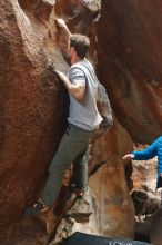Bouldering in Hueco Tanks on 02/29/2020 with Blue Lizard Climbing and Yoga

Filename: SRM_20200229_1453210.jpg
Aperture: f/2.8
Shutter Speed: 1/250
Body: Canon EOS-1D Mark II
Lens: Canon EF 50mm f/1.8 II