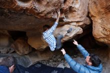 Bouldering in Hueco Tanks on 02/29/2020 with Blue Lizard Climbing and Yoga

Filename: SRM_20200229_1539040.jpg
Aperture: f/4.5
Shutter Speed: 1/200
Body: Canon EOS-1D Mark II
Lens: Canon EF 16-35mm f/2.8 L