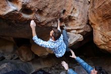 Bouldering in Hueco Tanks on 02/29/2020 with Blue Lizard Climbing and Yoga

Filename: SRM_20200229_1539060.jpg
Aperture: f/5.0
Shutter Speed: 1/200
Body: Canon EOS-1D Mark II
Lens: Canon EF 16-35mm f/2.8 L