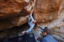 Bouldering in Hueco Tanks on 02/29/2020 with Blue Lizard Climbing and Yoga

Filename: SRM_20200229_1539100.jpg
Aperture: f/5.0
Shutter Speed: 1/250
Body: Canon EOS-1D Mark II
Lens: Canon EF 16-35mm f/2.8 L