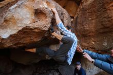 Bouldering in Hueco Tanks on 02/29/2020 with Blue Lizard Climbing and Yoga

Filename: SRM_20200229_1539330.jpg
Aperture: f/6.3
Shutter Speed: 1/250
Body: Canon EOS-1D Mark II
Lens: Canon EF 16-35mm f/2.8 L