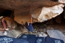 Bouldering in Hueco Tanks on 02/29/2020 with Blue Lizard Climbing and Yoga

Filename: SRM_20200229_1544400.jpg
Aperture: f/2.8
Shutter Speed: 1/250
Body: Canon EOS-1D Mark II
Lens: Canon EF 16-35mm f/2.8 L