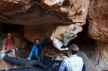 Bouldering in Hueco Tanks on 02/29/2020 with Blue Lizard Climbing and Yoga

Filename: SRM_20200229_1558300.jpg
Aperture: f/4.0
Shutter Speed: 1/250
Body: Canon EOS-1D Mark II
Lens: Canon EF 16-35mm f/2.8 L