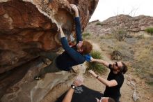 Bouldering in Hueco Tanks on 02/29/2020 with Blue Lizard Climbing and Yoga

Filename: SRM_20200229_1646460.jpg
Aperture: f/6.3
Shutter Speed: 1/250
Body: Canon EOS-1D Mark II
Lens: Canon EF 16-35mm f/2.8 L