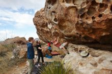 Bouldering in Hueco Tanks on 02/29/2020 with Blue Lizard Climbing and Yoga

Filename: SRM_20200229_1710510.jpg
Aperture: f/8.0
Shutter Speed: 1/400
Body: Canon EOS-1D Mark II
Lens: Canon EF 16-35mm f/2.8 L