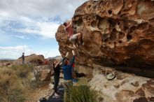 Bouldering in Hueco Tanks on 02/29/2020 with Blue Lizard Climbing and Yoga

Filename: SRM_20200229_1711420.jpg
Aperture: f/9.0
Shutter Speed: 1/400
Body: Canon EOS-1D Mark II
Lens: Canon EF 16-35mm f/2.8 L