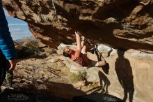 Bouldering in Hueco Tanks on 02/29/2020 with Blue Lizard Climbing and Yoga

Filename: SRM_20200229_1724360.jpg
Aperture: f/7.1
Shutter Speed: 1/500
Body: Canon EOS-1D Mark II
Lens: Canon EF 16-35mm f/2.8 L