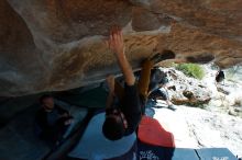 Bouldering in Hueco Tanks on 03/07/2020 with Blue Lizard Climbing and Yoga

Filename: SRM_20200307_1140120.jpg
Aperture: f/5.6
Shutter Speed: 1/800
Body: Canon EOS-1D Mark II
Lens: Canon EF 16-35mm f/2.8 L