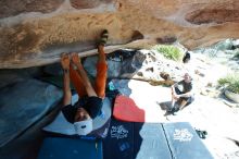 Bouldering in Hueco Tanks on 03/07/2020 with Blue Lizard Climbing and Yoga

Filename: SRM_20200307_1141450.jpg
Aperture: f/5.6
Shutter Speed: 1/320
Body: Canon EOS-1D Mark II
Lens: Canon EF 16-35mm f/2.8 L