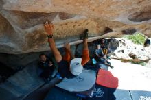 Bouldering in Hueco Tanks on 03/07/2020 with Blue Lizard Climbing and Yoga

Filename: SRM_20200307_1154500.jpg
Aperture: f/5.6
Shutter Speed: 1/320
Body: Canon EOS-1D Mark II
Lens: Canon EF 16-35mm f/2.8 L