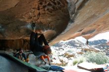 Bouldering in Hueco Tanks on 03/07/2020 with Blue Lizard Climbing and Yoga

Filename: SRM_20200307_1235080.jpg
Aperture: f/5.6
Shutter Speed: 1/500
Body: Canon EOS-1D Mark II
Lens: Canon EF 16-35mm f/2.8 L