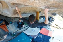 Bouldering in Hueco Tanks on 03/07/2020 with Blue Lizard Climbing and Yoga

Filename: SRM_20200307_1315250.jpg
Aperture: f/5.6
Shutter Speed: 1/125
Body: Canon EOS-1D Mark II
Lens: Canon EF 16-35mm f/2.8 L