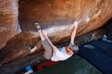 Bouldering in Hueco Tanks on 03/07/2020 with Blue Lizard Climbing and Yoga

Filename: SRM_20200307_1422150.jpg
Aperture: f/5.0
Shutter Speed: 1/400
Body: Canon EOS-1D Mark II
Lens: Canon EF 16-35mm f/2.8 L