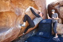 Bouldering in Hueco Tanks on 03/07/2020 with Blue Lizard Climbing and Yoga

Filename: SRM_20200307_1509590.jpg
Aperture: f/3.5
Shutter Speed: 1/500
Body: Canon EOS-1D Mark II
Lens: Canon EF 16-35mm f/2.8 L