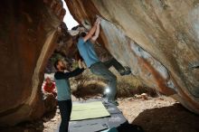 Bouldering in Hueco Tanks on 03/06/2020 with Blue Lizard Climbing and Yoga

Filename: SRM_20200306_1242180.jpg
Aperture: f/8.0
Shutter Speed: 1/250
Body: Canon EOS-1D Mark II
Lens: Canon EF 16-35mm f/2.8 L