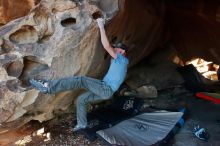 Bouldering in Hueco Tanks on 03/06/2020 with Blue Lizard Climbing and Yoga

Filename: SRM_20200306_1815530.jpg
Aperture: f/7.1
Shutter Speed: 1/250
Body: Canon EOS-1D Mark II
Lens: Canon EF 16-35mm f/2.8 L