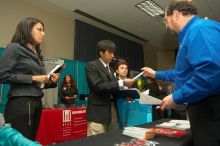 The Asian Business Students Association (ABSA) and the Hispanic Business Student Association (HBSA) hosted the career fair in the San Jacinto Residence Hall, Tuesday, February 6, 2007.

Filename: SRM_20070206_1832401.jpg
Aperture: f/6.3
Shutter Speed: 1/125
Body: Canon EOS-1D Mark II
Lens: Sigma 15-30mm f/3.5-4.5 EX Aspherical DG DF