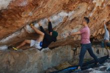 Bouldering in Hueco Tanks on 03/16/2020 with Blue Lizard Climbing and Yoga

Filename: SRM_20200316_1040420.jpg
Aperture: f/5.0
Shutter Speed: 1/500
Body: Canon EOS-1D Mark II
Lens: Canon EF 50mm f/1.8 II