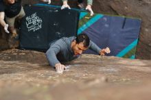 Bouldering in Hueco Tanks on 03/15/2020 with Blue Lizard Climbing and Yoga

Filename: SRM_20200315_1109461.jpg
Aperture: f/2.8
Shutter Speed: 1/400
Body: Canon EOS-1D Mark II
Lens: Canon EF 50mm f/1.8 II