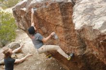 Bouldering in Hueco Tanks on 03/15/2020 with Blue Lizard Climbing and Yoga

Filename: SRM_20200315_1126410.jpg
Aperture: f/3.2
Shutter Speed: 1/640
Body: Canon EOS-1D Mark II
Lens: Canon EF 50mm f/1.8 II