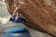 Bouldering in Hueco Tanks on 03/15/2020 with Blue Lizard Climbing and Yoga

Filename: SRM_20200315_1203500.jpg
Aperture: f/2.8
Shutter Speed: 1/400
Body: Canon EOS-1D Mark II
Lens: Canon EF 50mm f/1.8 II