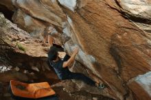 Bouldering in Hueco Tanks on 03/15/2020 with Blue Lizard Climbing and Yoga

Filename: SRM_20200315_1434100.jpg
Aperture: f/8.0
Shutter Speed: 1/250
Body: Canon EOS-1D Mark II
Lens: Canon EF 16-35mm f/2.8 L