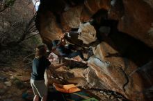 Bouldering in Hueco Tanks on 03/15/2020 with Blue Lizard Climbing and Yoga

Filename: SRM_20200315_1441280.jpg
Aperture: f/8.0
Shutter Speed: 1/250
Body: Canon EOS-1D Mark II
Lens: Canon EF 16-35mm f/2.8 L