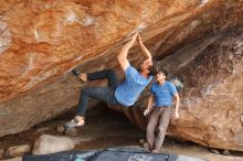 Bouldering in Hueco Tanks on 03/15/2020 with Blue Lizard Climbing and Yoga

Filename: SRM_20200315_1454030.jpg
Aperture: f/5.0
Shutter Speed: 1/250
Body: Canon EOS-1D Mark II
Lens: Canon EF 16-35mm f/2.8 L