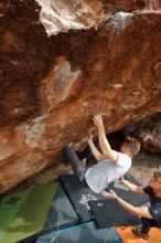 Bouldering in Hueco Tanks on 03/15/2020 with Blue Lizard Climbing and Yoga

Filename: SRM_20200315_1611220.jpg
Aperture: f/7.1
Shutter Speed: 1/250
Body: Canon EOS-1D Mark II
Lens: Canon EF 16-35mm f/2.8 L