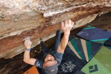 Bouldering in Hueco Tanks on 03/15/2020 with Blue Lizard Climbing and Yoga

Filename: SRM_20200315_1718212.jpg
Aperture: f/5.6
Shutter Speed: 1/250
Body: Canon EOS-1D Mark II
Lens: Canon EF 16-35mm f/2.8 L