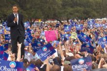 Obama speaking to a crowd of over 20,000 supporters at The Barack Obama "Kick-Ass" Rally--the Obama for president, 2008, rally, held in Austin, Friday, February 23, 2007.

Filename: SRM_20070223_1532209.jpg
Aperture: f/5.0
Shutter Speed: 1/250
Body: Canon EOS 20D
Lens: Canon EF 80-200mm f/2.8 L