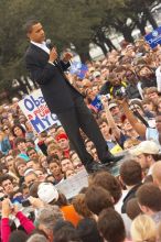 Obama speaking to a crowd of over 20,000 supporters at The Barack Obama "Kick-Ass" Rally--the Obama for president, 2008, rally, held in Austin, Friday, February 23, 2007.

Filename: SRM_20070223_1544404.jpg
Aperture: f/5.6
Shutter Speed: 1/250
Body: Canon EOS 20D
Lens: Canon EF 80-200mm f/2.8 L