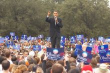 Obama speaking to a crowd of over 20,000 supporters at The Barack Obama "Kick-Ass" Rally--the Obama for president, 2008, rally, held in Austin, Friday, February 23, 2007.

Filename: SRM_20070223_1554320.jpg
Aperture: f/4.5
Shutter Speed: 1/250
Body: Canon EOS 20D
Lens: Canon EF 80-200mm f/2.8 L