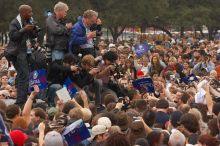 Obama speaking to a crowd of over 20,000 supporters at The Barack Obama "Kick-Ass" Rally--the Obama for president, 2008, rally, held in Austin, Friday, February 23, 2007.

Filename: SRM_20070223_1556562.jpg
Aperture: f/6.3
Shutter Speed: 1/250
Body: Canon EOS 20D
Lens: Canon EF 80-200mm f/2.8 L